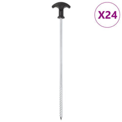 vidaXL Tent Pegs Ground Peg Camping Peg 12 pcs 17 cm Ã7 mm Galvanised Steel - 30 cm/ 24 pcs