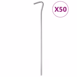 vidaXL Tent Pegs Ground Peg Camping Peg 50 pcs 23 cm Ã7 mm Galvanised Steel - 5 mm/ 50 pcs