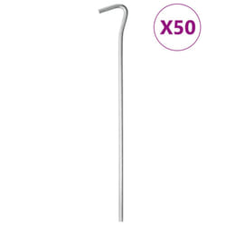 vidaXL Tent Pegs Ground Peg Camping Peg 50 pcs 23 cm Ã7 mm Galvanised Steel - 5 mm/ 50 pcs
