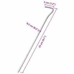 vidaXL Tent Pegs Ground Peg Camping Peg 50 pcs 23 cm Ã7 mm Galvanised Steel - 5 mm/ 50 pcs - Additional view 4