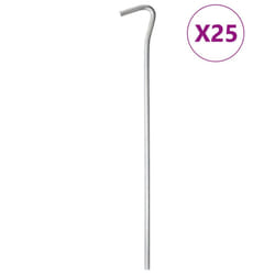 vidaXL Tent Pegs Ground Peg Camping Peg 50 pcs 23 cm Ã7 mm Galvanised Steel - 5 mm/ 25 pcs