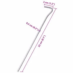 vidaXL Tent Pegs Ground Peg Camping Peg 50 pcs 23 cm Ã7 mm Galvanised Steel - 5 mm/ 25 pcs - Additional view 4