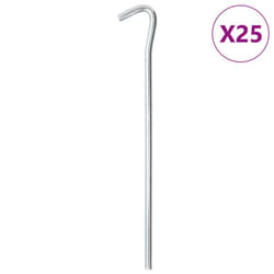 vidaXL Tent Pegs Ground Peg Camping Peg 50 pcs 23 cm Ã7 mm Galvanised Steel - 7 mm/ 25 pcs