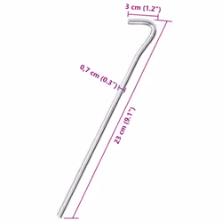 vidaXL Tent Pegs Ground Peg Camping Peg 50 pcs 23 cm Ã7 mm Galvanised Steel - 7 mm/ 25 pcs