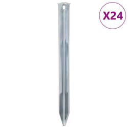 vidaXL Tent Pegs Ground Peg Camping Peg 24 pcs 17 cm Ã20 mm Galvanised Steel - 22 cm