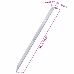 vidaXL Tent Pegs Ground Peg Camping Peg 24 pcs 17 cm Ã20 mm Galvanised Steel - 30 cm