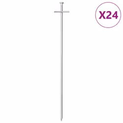 vidaXL Tent Pegs Ground Peg Camping Peg Ground Stake 24 pcs Galvanised Steel - 29.5 cm