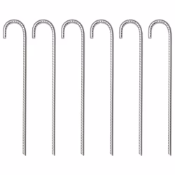 vidaXL Tent Pegs Ground Peg Camping Peg 6 pcs 37 cm Ã10 mm Galvanised Steel - 37 cm/ 6 pcs