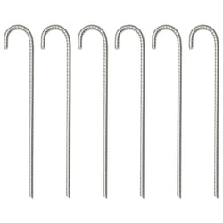 vidaXL Tent Pegs Ground Peg Camping Peg 6 pcs 37 cm Ã10 mm Galvanised Steel - 37 cm/ 6 pcs