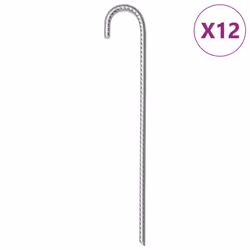 vidaXL Tent Pegs Ground Peg Camping Peg 6 pcs 37 cm Ã10 mm Galvanised Steel - 37 cm/ 12 pcs