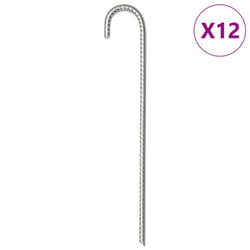 vidaXL Tent Pegs Ground Peg Camping Peg 6 pcs 37 cm Ã10 mm Galvanised Steel - 37 cm/ 12 pcs