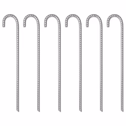 vidaXL Tent Pegs Ground Peg Camping Peg 6 pcs 37 cm Ã10 mm Galvanised Steel - 41.5 cm/ 6 pcs