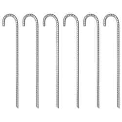vidaXL Tent Pegs Ground Peg Camping Peg 6 pcs 37 cm Ã10 mm Galvanised Steel - 41.5 cm/ 6 pcs