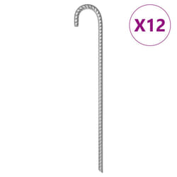 vidaXL Tent Pegs Ground Peg Camping Peg 6 pcs 37 cm Ã10 mm Galvanised Steel - 41.5 cm/ 12 pcs