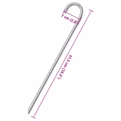 vidaXL Tent Pegs Ground Peg Camping Peg 6 pcs 37 cm Ã10 mm Galvanised Steel - 41.5 cm/ 12 pcs - Additional view 4