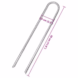 vidaXL Tent Pegs Ground Peg Outdoor Camping Peg U-shaped Galvanised Steel - 30 cm/ 12 pcs