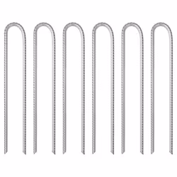 vidaXL Tent Pegs Ground Peg Outdoor Camping Peg U-shaped Galvanised Steel - 37 cm/ 6 pcs