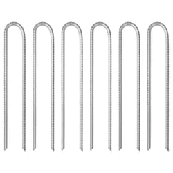 vidaXL Tent Pegs Ground Peg Outdoor Camping Peg U-shaped Galvanised Steel - 37 cm/ 6 pcs