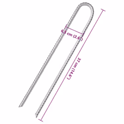 vidaXL Tent Pegs Ground Peg Outdoor Camping Peg U-shaped Galvanised Steel - 37 cm/ 12 pcs - Additional view 4