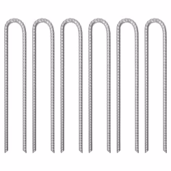 vidaXL Tent Pegs Ground Peg Outdoor Camping Peg U-shaped Galvanised Steel - 41.5 cm/ 6 pcs