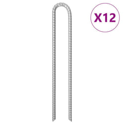 vidaXL Tent Pegs Ground Peg Outdoor Camping Peg U-shaped Galvanised Steel - 41.5 cm/ 12 pcs