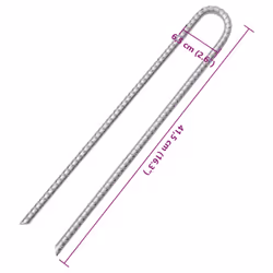 vidaXL Tent Pegs Ground Peg Outdoor Camping Peg U-shaped Galvanised Steel - 41.5 cm/ 12 pcs - Additional view 4