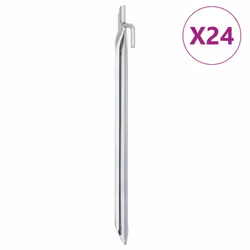 vidaXL Tent Pegs Ground Peg Camping Peg 24 pcs V-shaped Peg Galvanised Steel - 29.5 cm