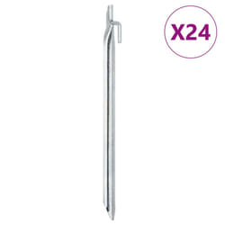 vidaXL Tent Pegs Ground Peg Camping Peg 24 pcs V-shaped Peg Galvanised Steel - 29.5 cm