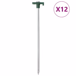 vidaXL Tent Pegs Ground Peg Camping Peg Ground Stake Galvanised Steel and PP - 12 pcs