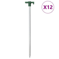 vidaXL Tent Pegs Ground Peg Camping Peg Ground Stake Galvanised Steel and PP - 12 pcs