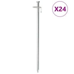vidaXL Tent Pegs Ground Peg Camping Peg 24 pcs 30 cm 8 mm Galvanised Steel - 30 cm