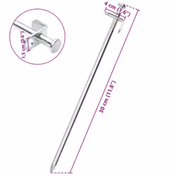 vidaXL Tent Pegs Ground Peg Camping Peg 24 pcs 30 cm 8 mm Galvanised Steel - 30 cm - Additional view 3