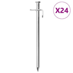 vidaXL Tent Pegs Ground Peg Camping Peg 24 pcs 30 cm 8 mm Galvanised Steel - 19.5 cm