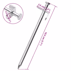vidaXL Tent Pegs Ground Peg Camping Peg 24 pcs 30 cm 8 mm Galvanised Steel - 19.5 cm - Additional view 5