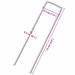 vidaXL Ground Pegs U Shape Ground Stake Garden Peg Tent Peg Galvanised steel - 15 x 3.5 cm/ 25 pcs - Additional view 3