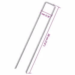 vidaXL Ground Pegs U Shape Ground Stake Garden Peg Tent Peg Galvanised steel - 20 x 4 cm/ 25 pcs