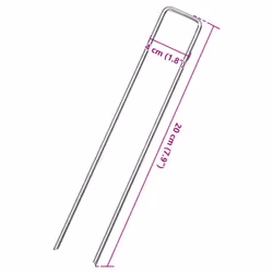 vidaXL Ground Pegs U Shape Ground Stake Garden Peg Tent Peg Galvanised steel - 20 x 4 cm/ 50 pcs