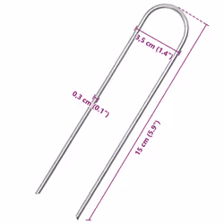/ 25 pcs) vidaXL Ground Pegs U Shape Ground Stake Garden Peg Tent Peg Galvanised steel - 15 x 3.5 cm (round - Additional view 3