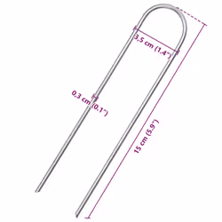 / 50 pcs) vidaXL Ground Pegs U Shape Ground Stake Garden Peg Tent Peg Galvanised steel - 15 x 3.5 cm (round