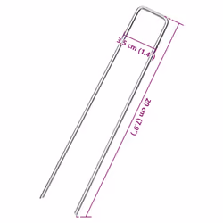 vidaXL Ground Pegs U Shape Ground Stake Garden Peg Tent Peg Galvanised steel - 20 x 3.5 cm/ 25 pcs - Additional view 4