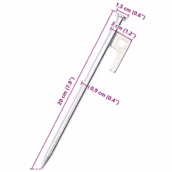 vidaXL Tent Pegs Ground Peg Camping Peg 24 pcs 20 cm 9 mm Galvanised Steel