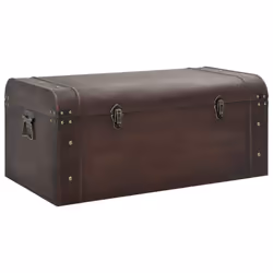 vidaXL Treasure Chest with Latches Storage Box Treasure Box Dark Brown Plywood - 79.5 x 39.5 x 39.5 cm