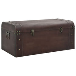 vidaXL Treasure Chest with Latches Storage Box Treasure Box Dark Brown Plywood - 79.5 x 39.5 x 39.5 cm