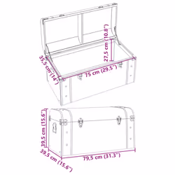 vidaXL Treasure Chest with Latches Storage Box Treasure Box Dark Brown Plywood - 79.5 x 39.5 x 39.5 cm