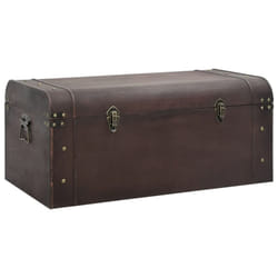 vidaXL Treasure Chest with Latches Storage Box Treasure Box Dark Brown Plywood - 90 x 50 x 39.5 cm