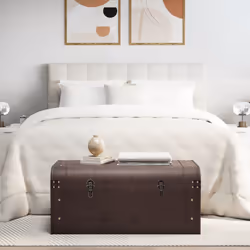 vidaXL Treasure Chest with Latches Storage Box Treasure Box Dark Brown Plywood - 90 x 50 x 39.5 cm