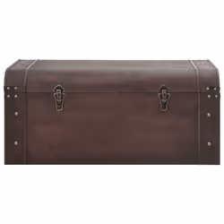 vidaXL Treasure Chest with Latches Storage Box Treasure Box Dark Brown Plywood - 90 x 50 x 39.5 cm - Additional view 4
