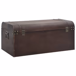 vidaXL Treasure Chest with Latches Storage Box Treasure Box Dark Brown Plywood - 90 x 50 x 39.5 cm - Additional view 6