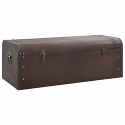 vidaXL Treasure Chest with Latches Storage Box Treasure Box Dark Brown Plywood - 110 x 50 x 39.5 cm