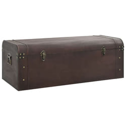 vidaXL Treasure Chest with Latches Storage Box Treasure Box Dark Brown Plywood - 110 x 50 x 39.5 cm